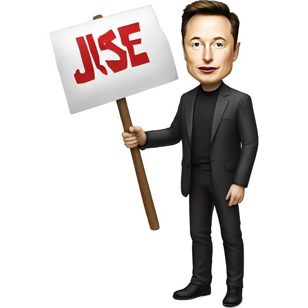 Elon Musk holding a sign that says “Jose” emoji