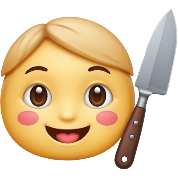un emoji con cara adorable y un cuchillo emoji