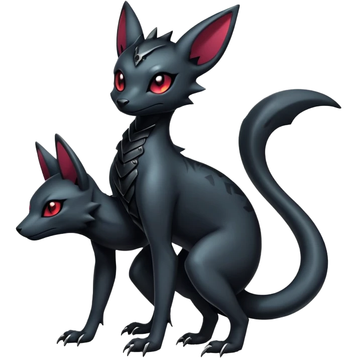 Shiny Dark Edgy Majestic Sophisticated Modern Gothic Gloomy Futuristic Salandit-Umbreon-Delcatty-Hybrid (Full body) emoji