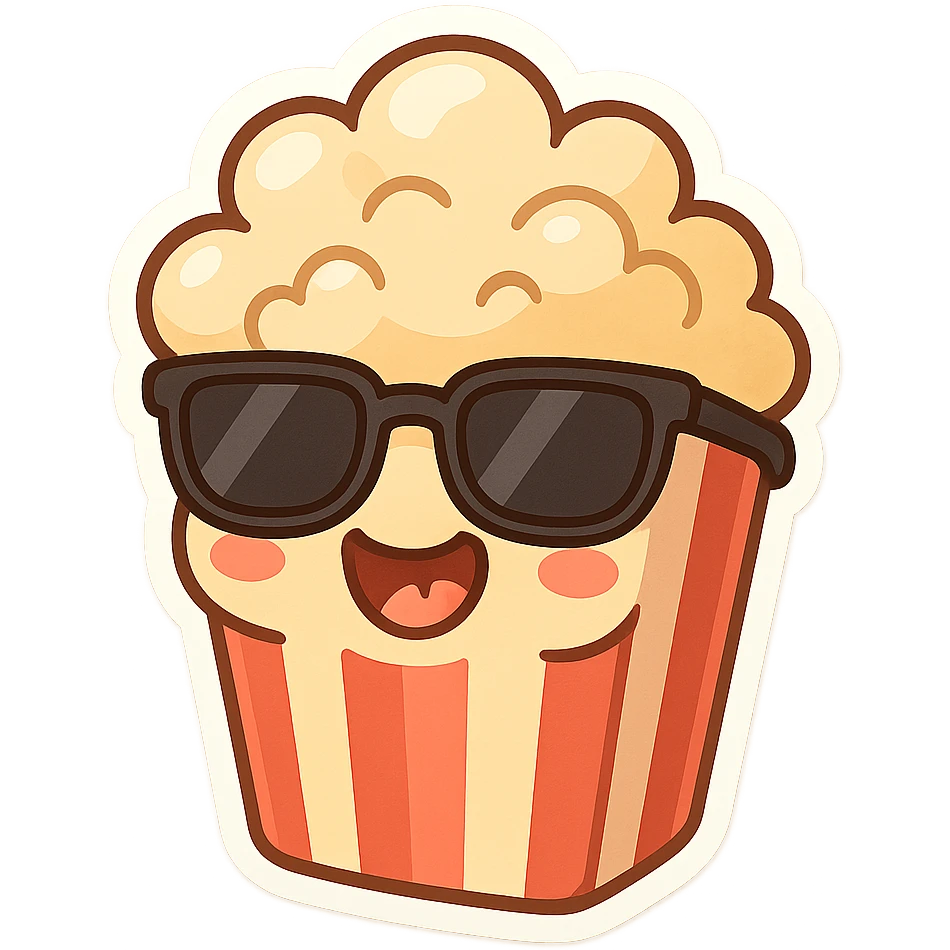 silly popcorn with sunglasses and a goofy grin emoji