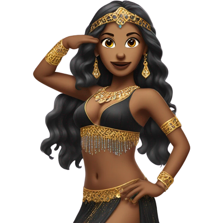 Realiza una Bellydancer de emoji con cabello negro  emoji