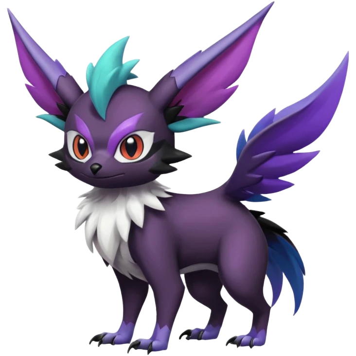 Shiny Cute Noibat-Noivern-Mightyena-Silvally-Fakémon-hybrid-creature (full body)  emoji