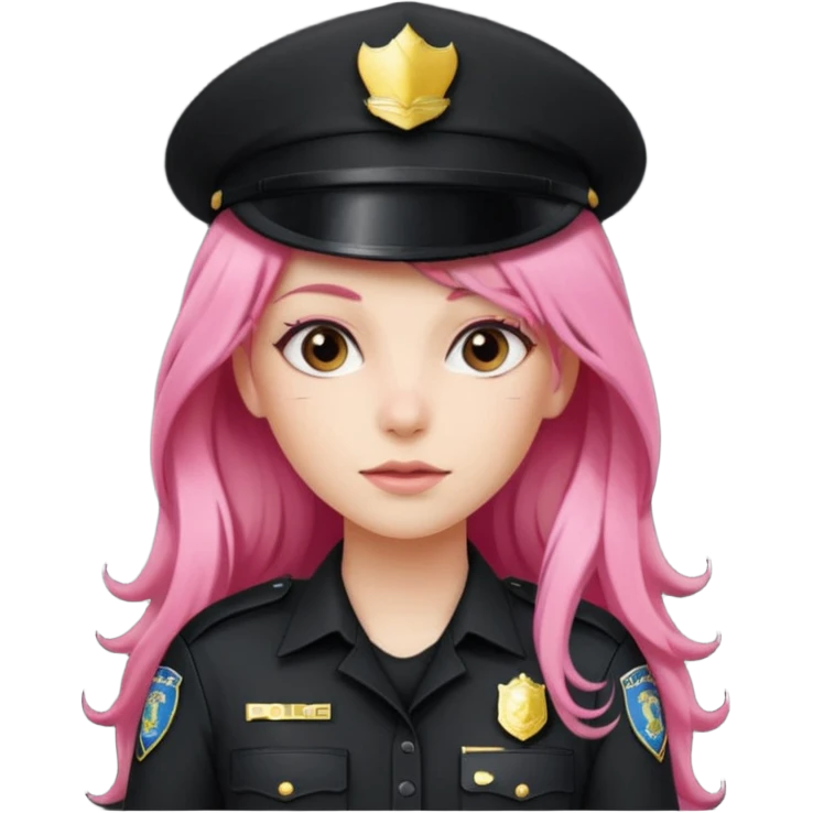 Female POLICE IN black, long pink hair emoji