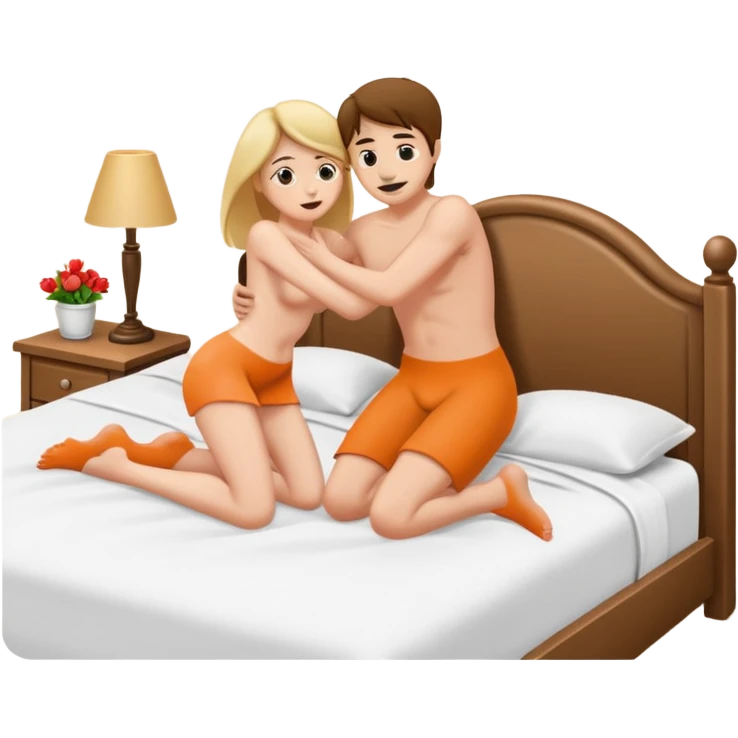 naked couple on bed doing doggystyle emoji