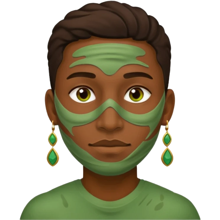green clay mask man with earrings emoji