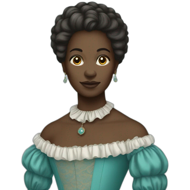 A black woman from 18th century,short hair, cyan gown emoji