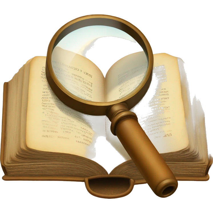 vintage open book with magnifying glass emoji