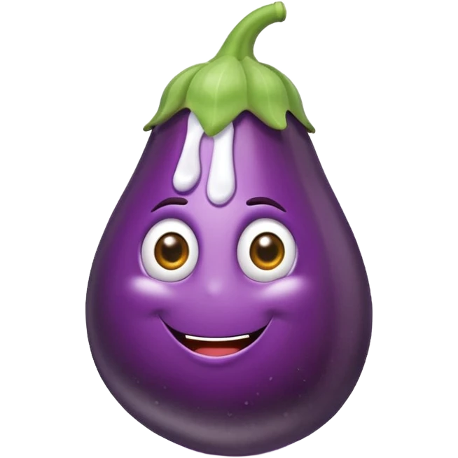 Aubergine with white squirt coming out of the end of the aubergine emoji