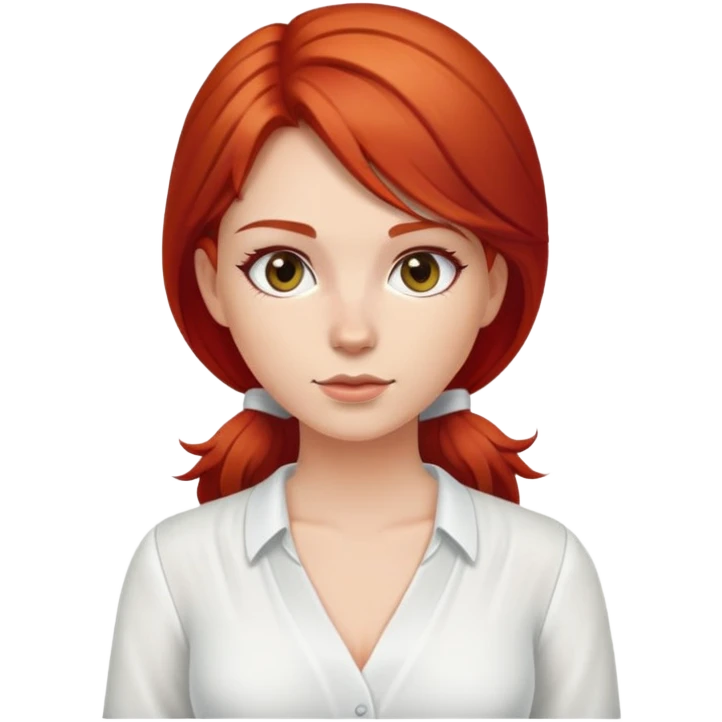 make ios emoji style — red hair girl in white blouse  with plunging neckline emoji