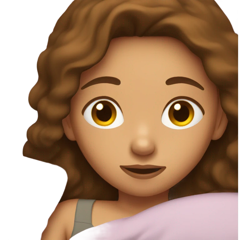 girl with brown hair laying in bed emoji