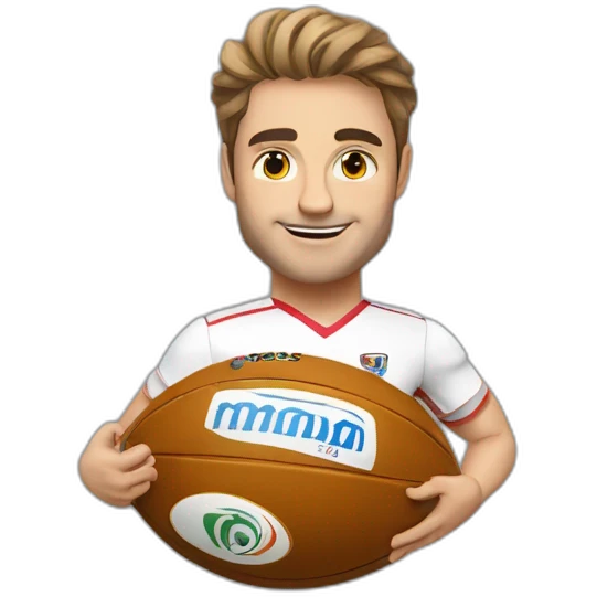 Antoine Dupont avec son ballon de rugby  emoji