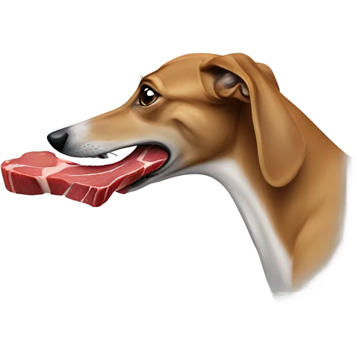 Greyhound eating steak emoji
