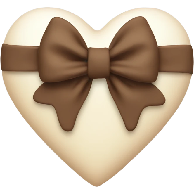 Cream heart with brown bow emoji
