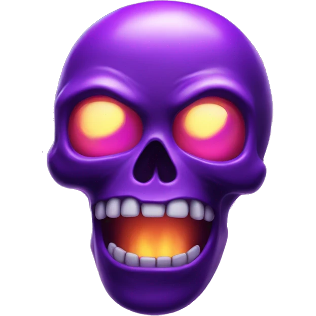 purple glowing skull with open mouth in purple fire emoji