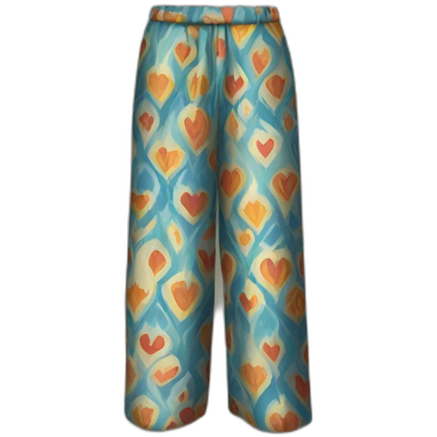person wearing colorful pattern wide pants, medieval emoji