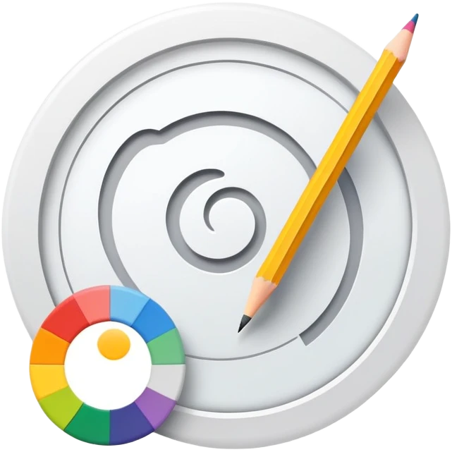 digital graphic template with a pencil, crop icon, and color palette tools around it emoji
