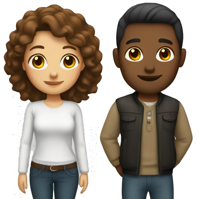 brown hair couple emoji