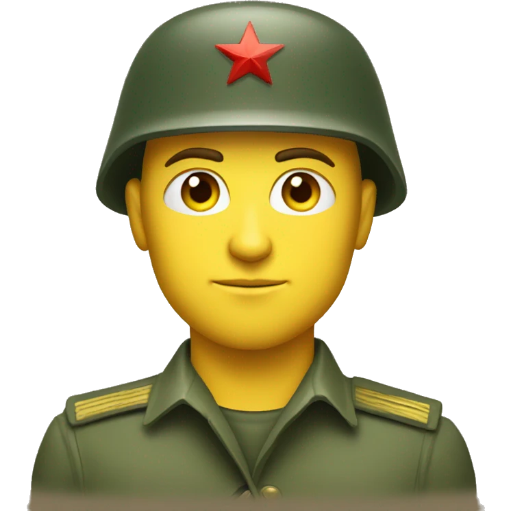 ussr soldier serious with military takes emoji
