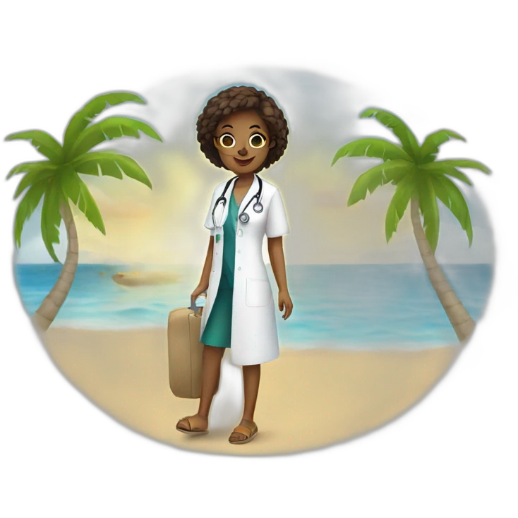 Female doctor vacation beach emoji