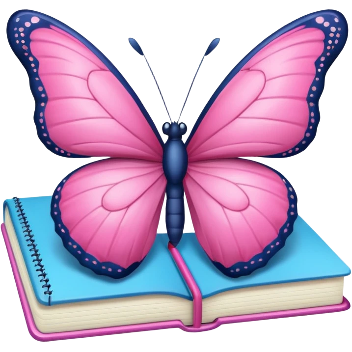 pink butterfly on notebook emoji