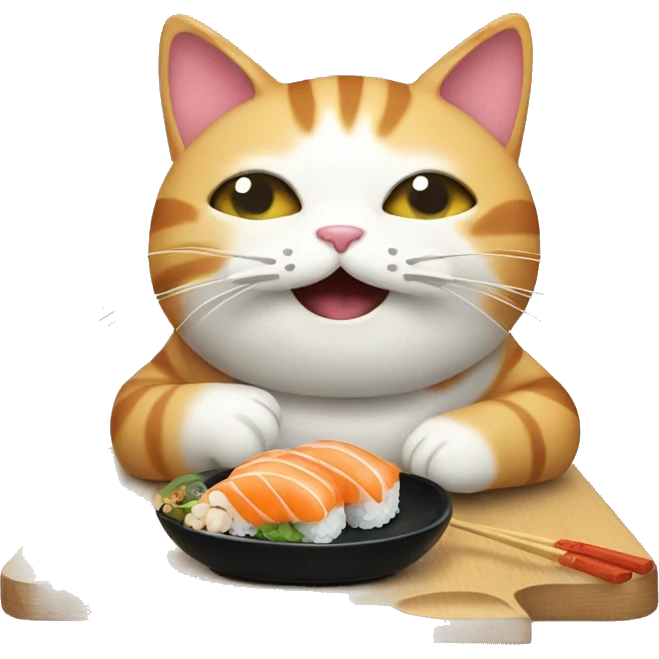 Cat eats sushi emoji