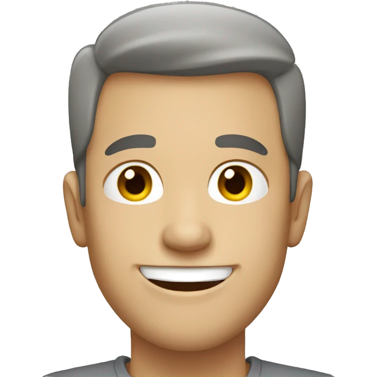 white person smiling with a gray shirt emoji