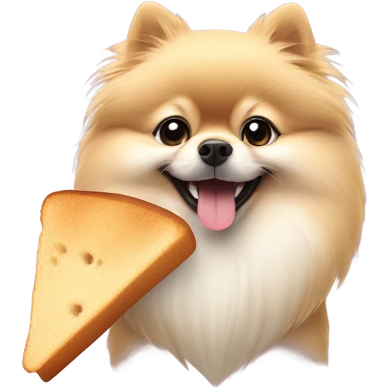 Pomeranian eating a slice of bread emoji