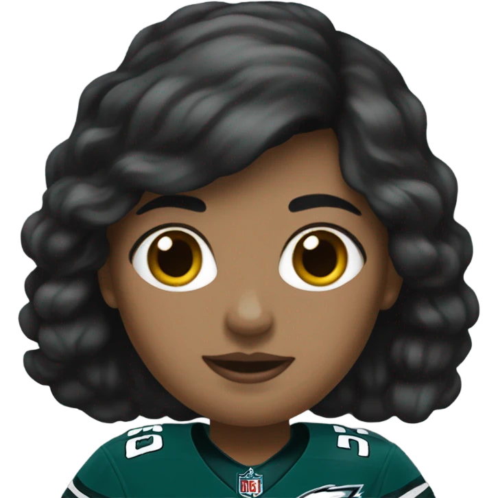  White female dark hair wearing Philadelphia Eagles jersey emoji