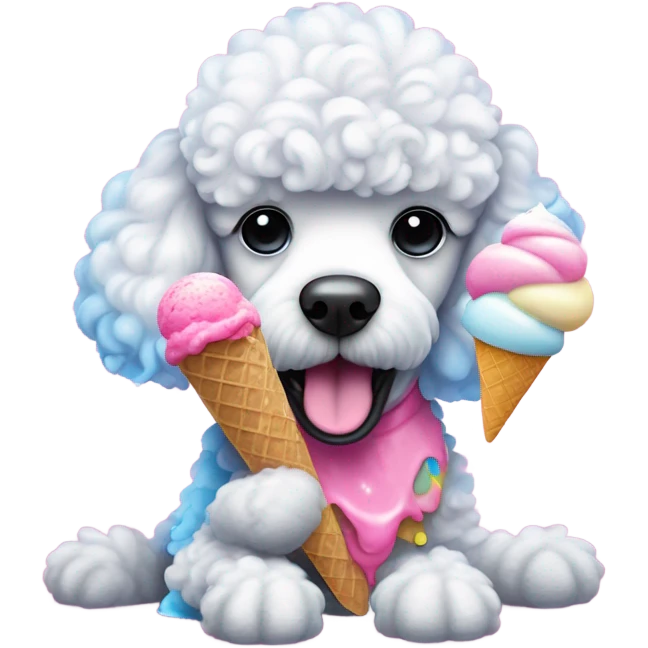 Poodle with ice cream emoji