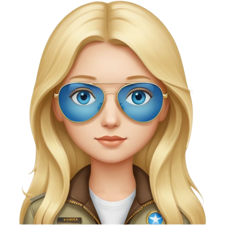 girl with long blond hair, blue eyes and aviator sunglasses emoji