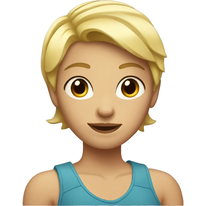 A girl with blonde short hair and glass that has a muscle arms around her emoji