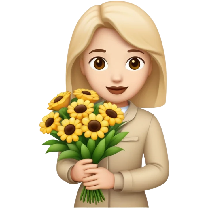 Emoji with a bouquet of flowers in hand emoji