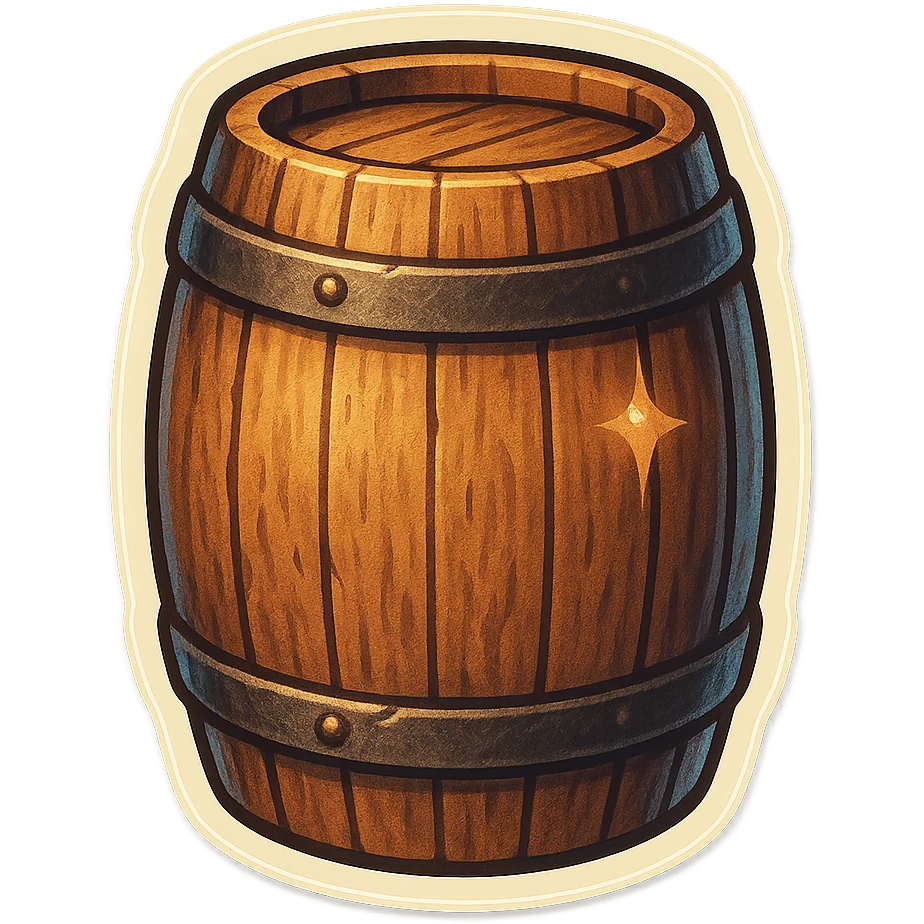 A whiskey barrel with a rustic and aged appearance emoji