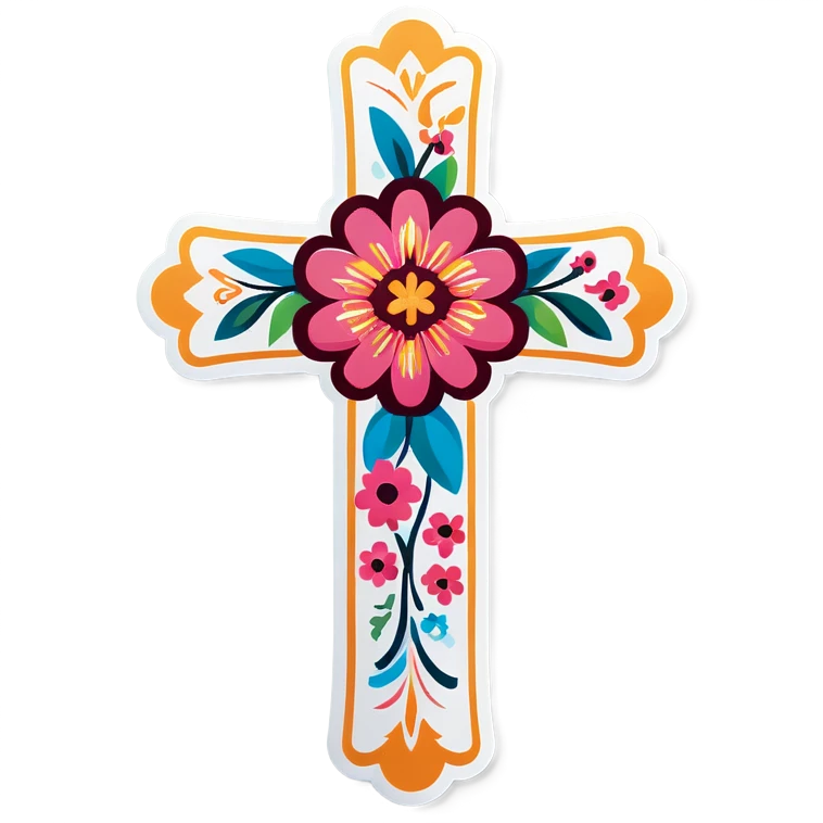 Cross with flowers  emoji