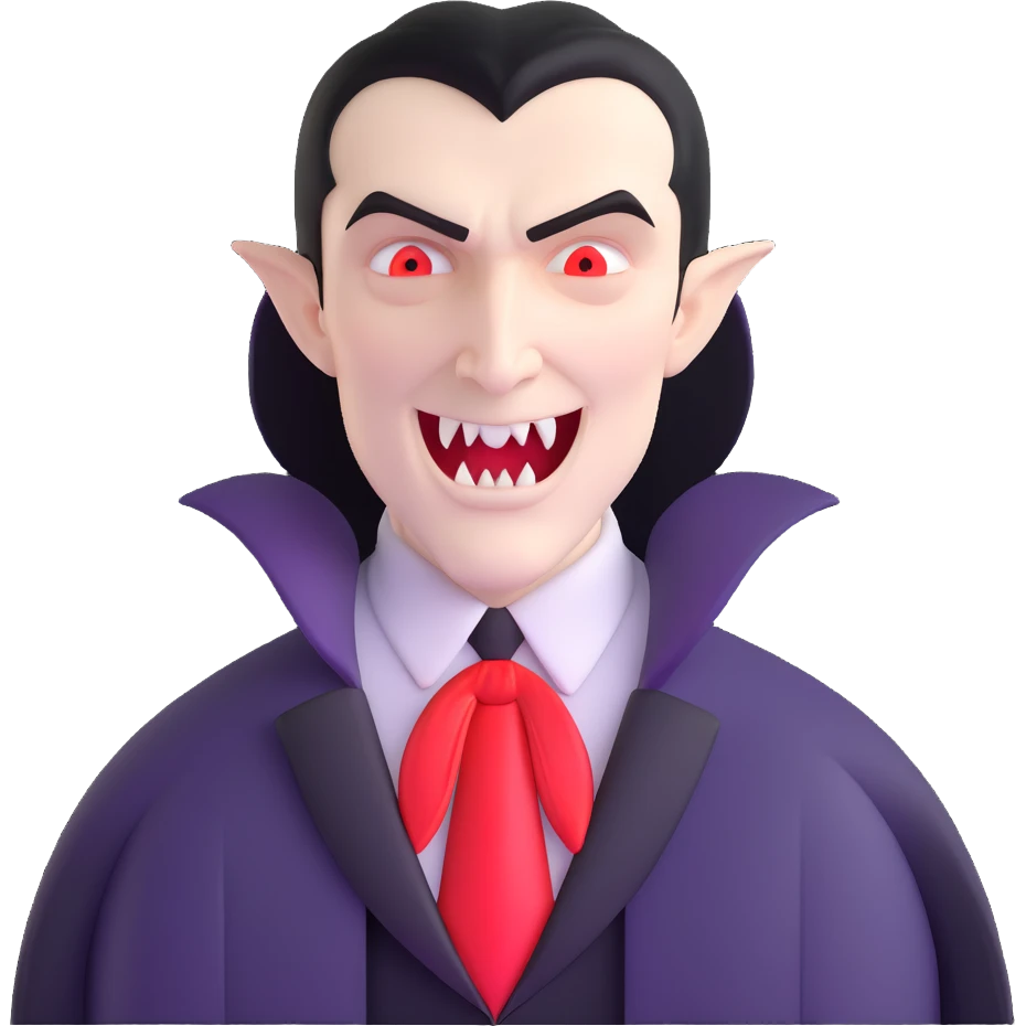 Count Dracula with pale skin and vampire fangs emoji