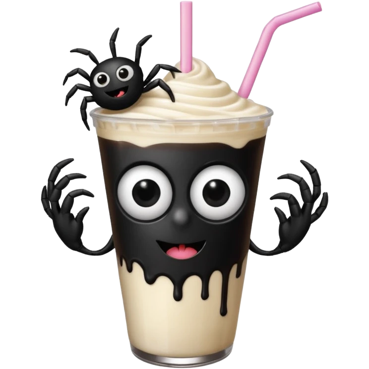 Black spider drinking a milkshake  emoji