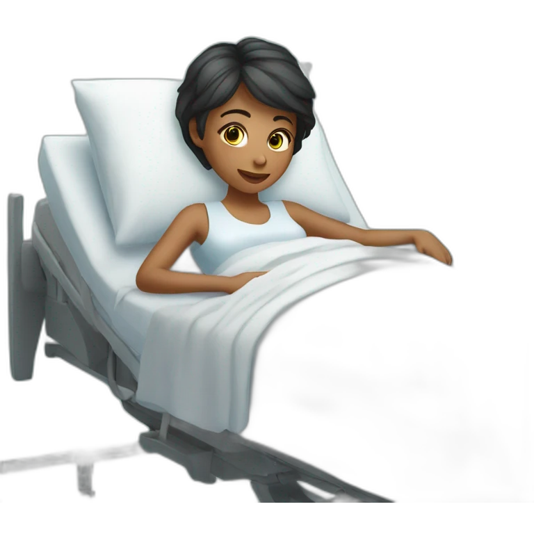 Girl whith short hair in the bed of hospital emoji