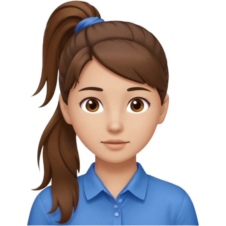 a brown haired girl  in one high ponytail but make her really pretty with brown eyes emoji