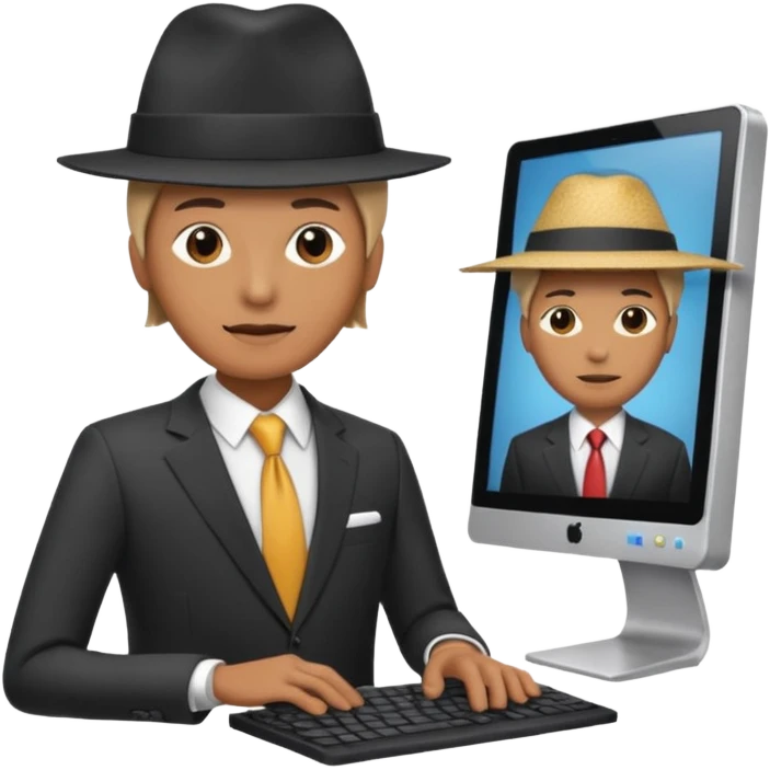  A person that has a computer screen as it head A person that has a computer screen as it’s hat and wear a suit and wears a suitand is wearing a suit emoji