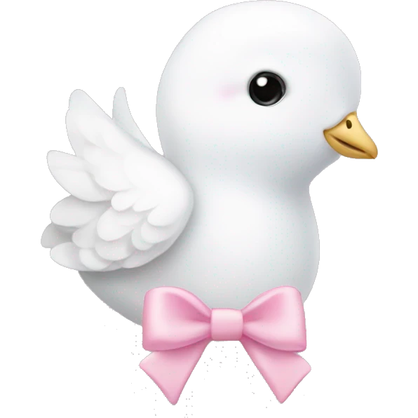 White dove with small baby pink bow around neck emoji