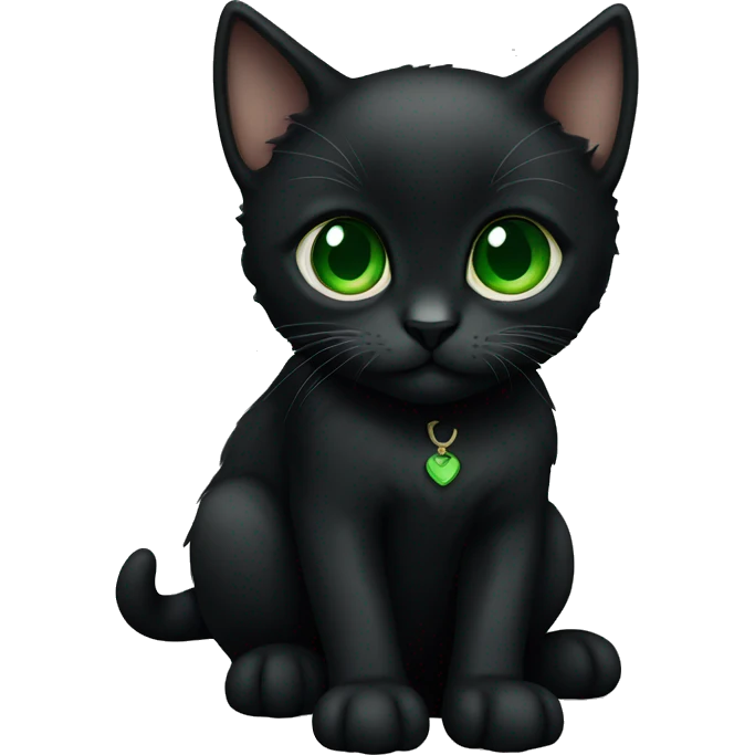 black kitten with green eyes emoji