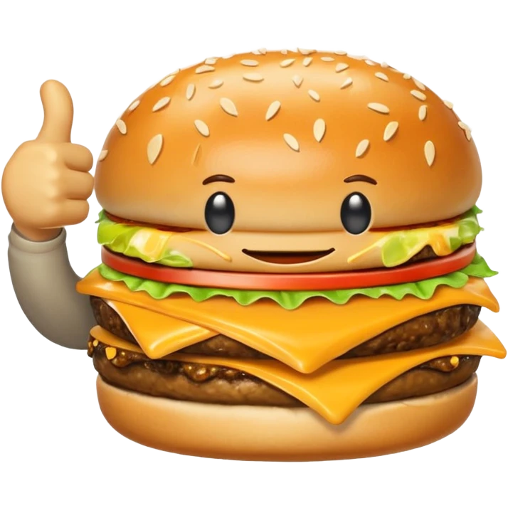 Thumbs up with the cheeseburger on it emoji