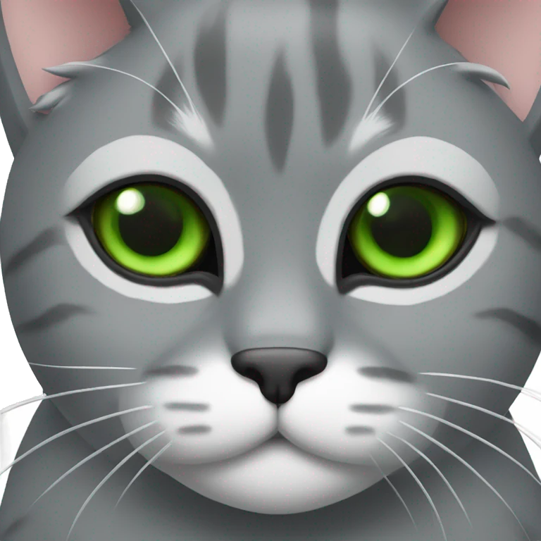 Gray cat santa claus with green eyes  emoji
