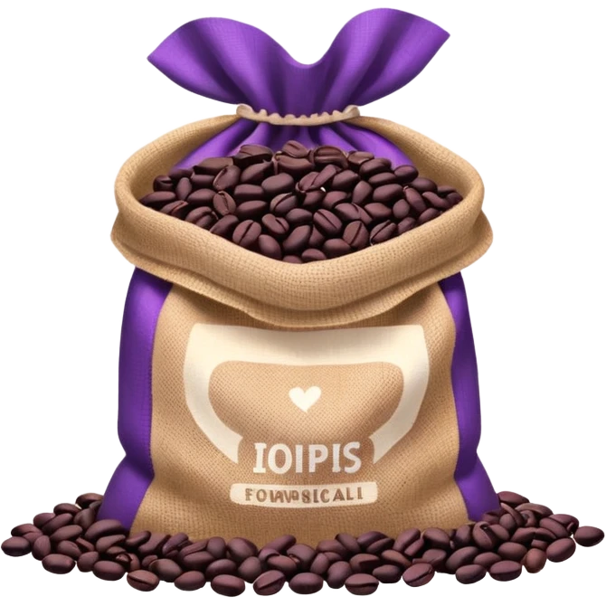 Bag of purple coffee beans emoji