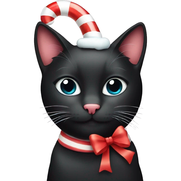 Black cat with candy cane emoji