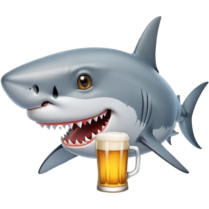 A shark drinking beer emoji