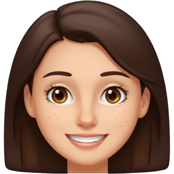 brunette with pimples on her cheek and forehead, still smiling emoji