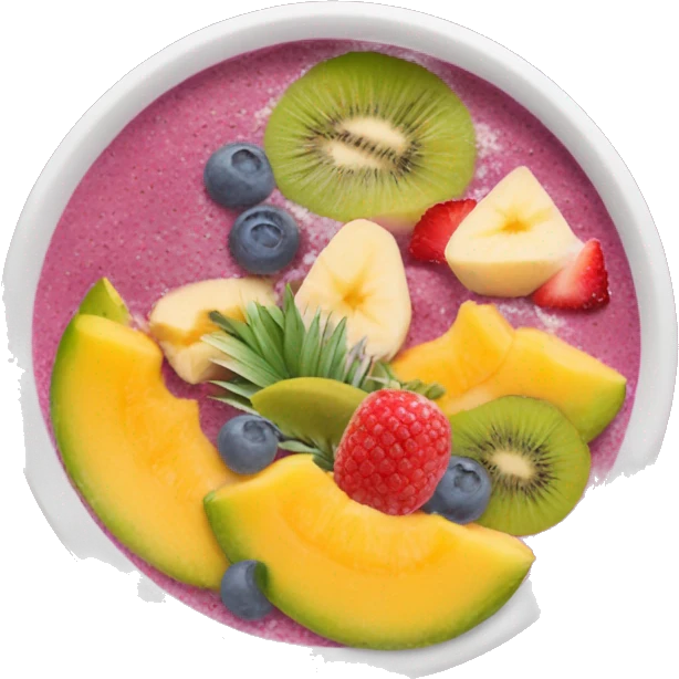 Smoothie bowl with tropical fruits emoji