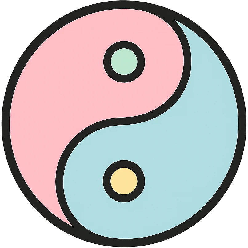 little alchemy style icon
subject: tao
border: medium-black
shape: round, circular
background: white
style: full color fill with medium black outlining emoji