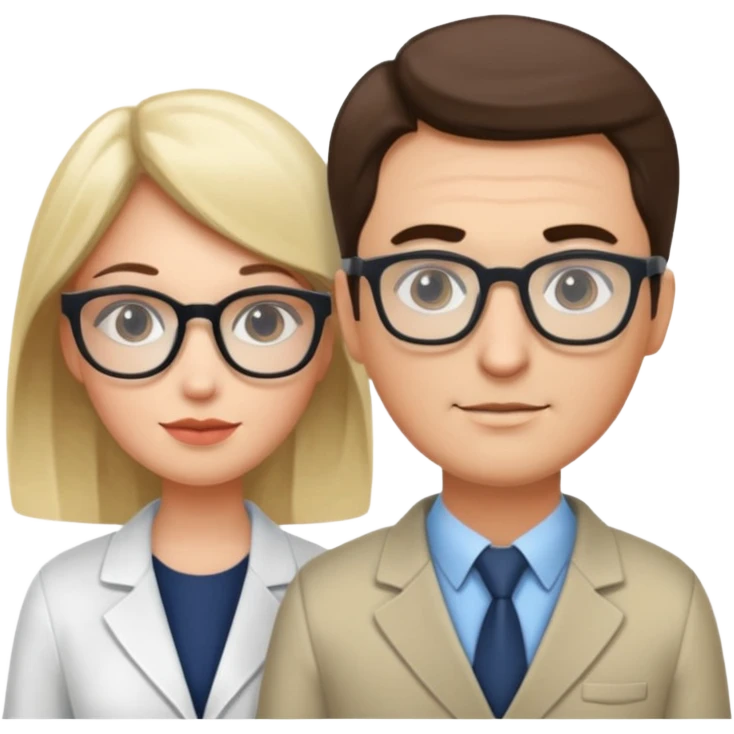 Perfect love. Psychologist girl and a futurologist man emoji